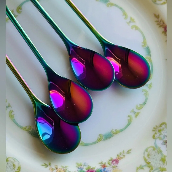 Rainbow Demitasse Spoons - Coffee/Dessert Spoon Set - Picture 3 of 12
